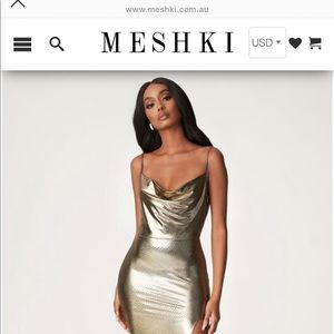 Meshki Kaila Cowl Neck Maxi Dress - Gold